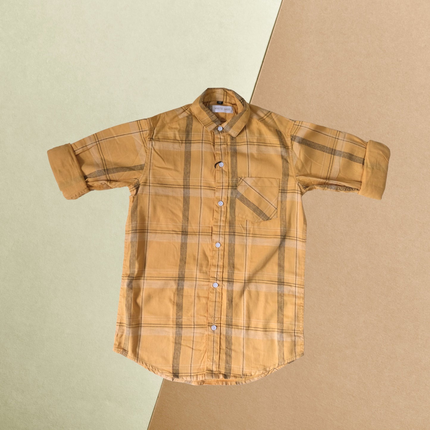 Boys' Yellow &amp; Black Checked Shirt – Vibrant &amp; Trendy