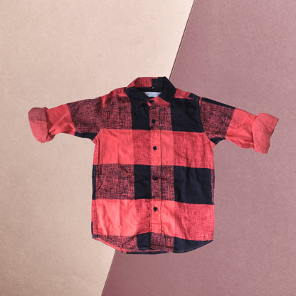 Boys' Red & Black Buffalo Check Shirt – Classic & Cozy Style