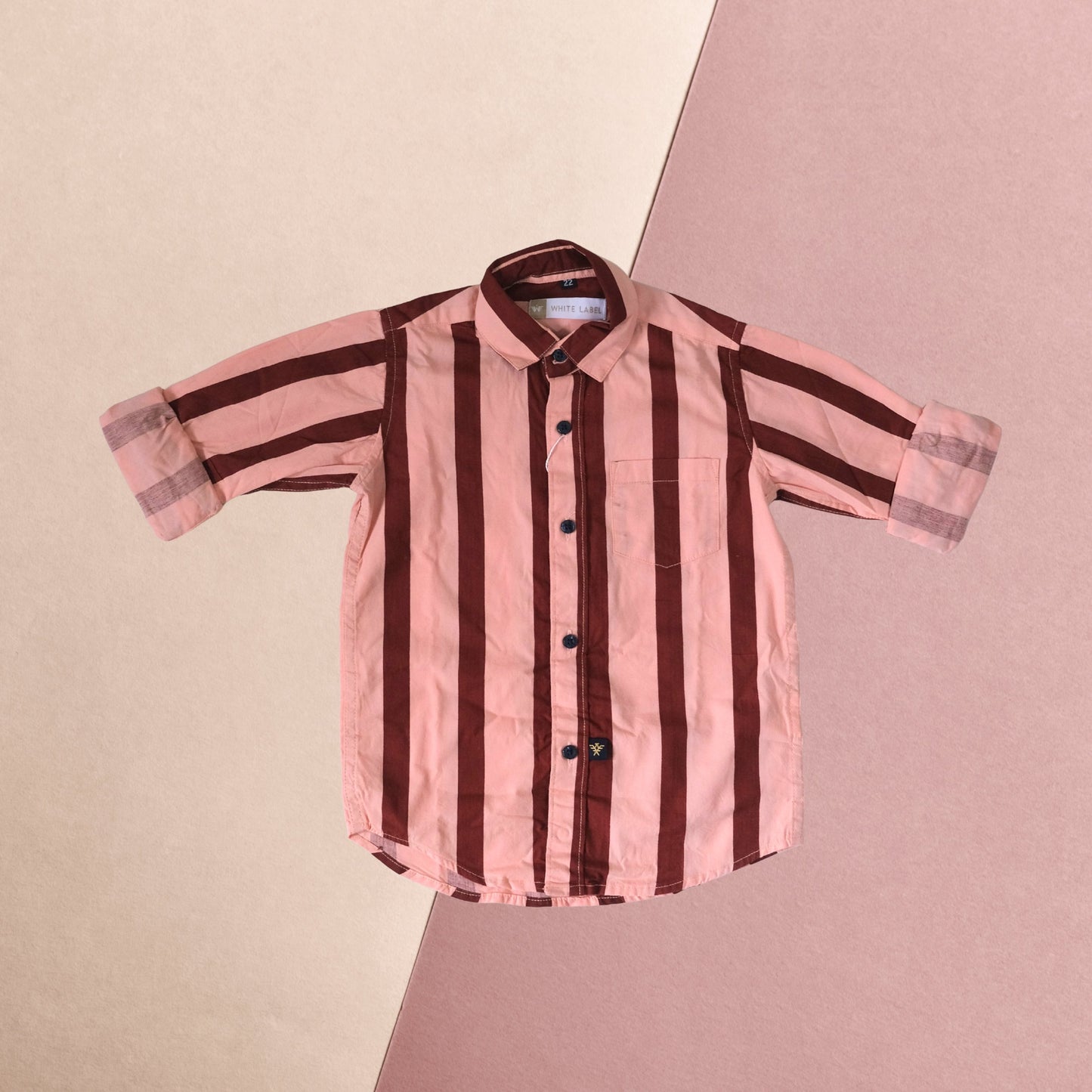 Boys' Pink & Maroon Vertical Striped Shirt – Trendy & Comfortable