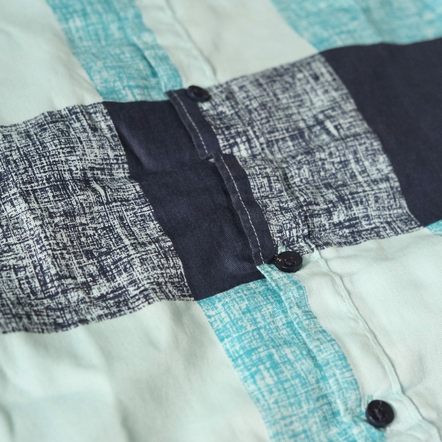 Boys' Navy & Teal Colorblock Checked Shirt – Bold & Stylish