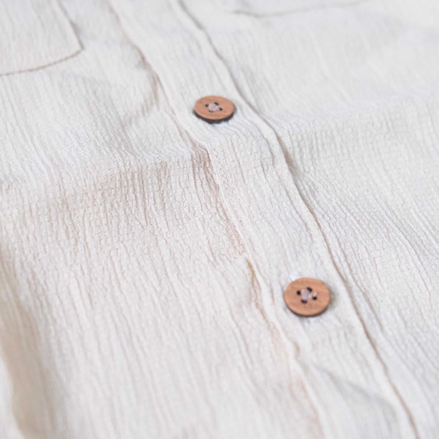 Boys' Beige Mandarin Collar Shirt with Front Pockets – Elegant & Versatile
