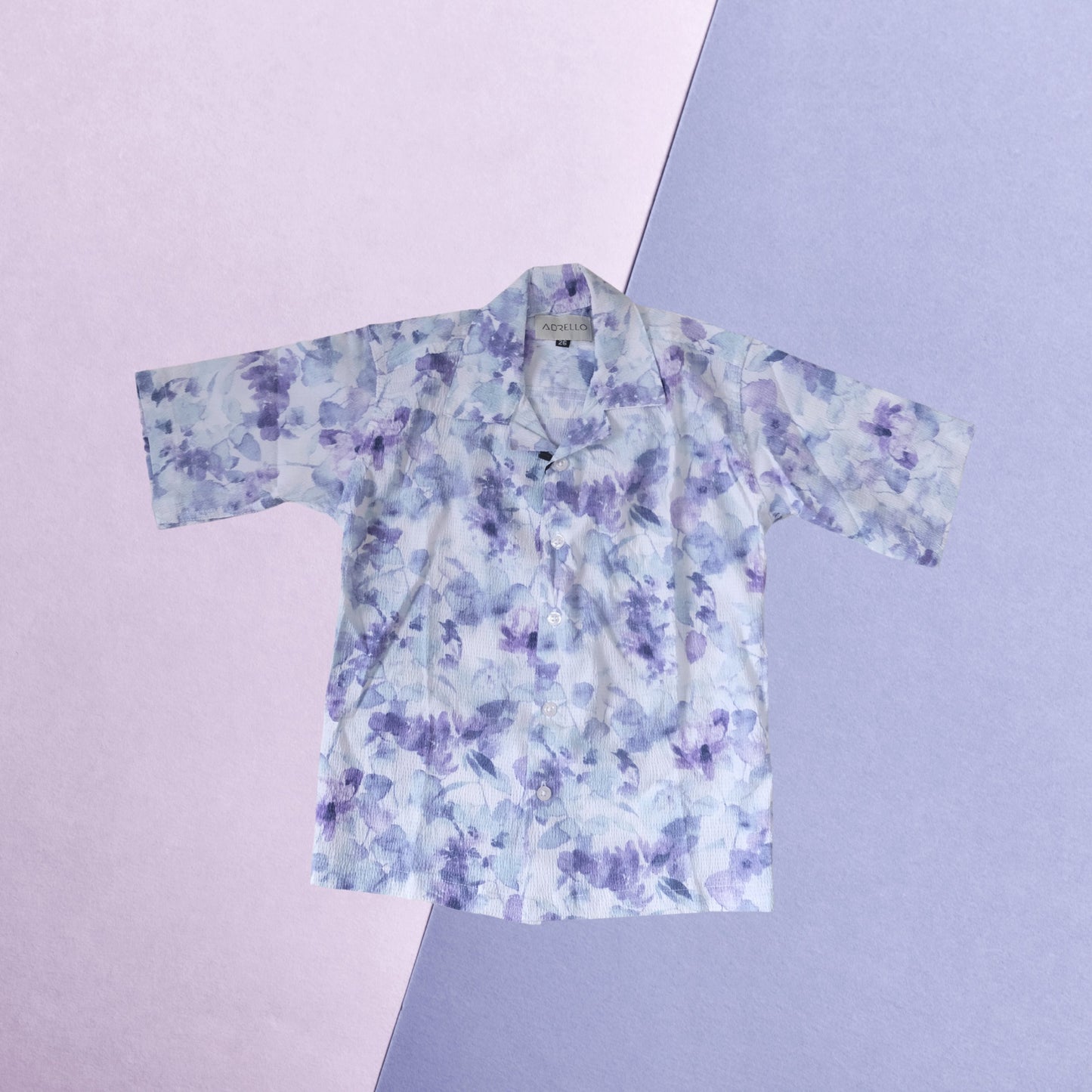 Boys' Purple & White Floral Printed Shirt – Fresh & Stylish