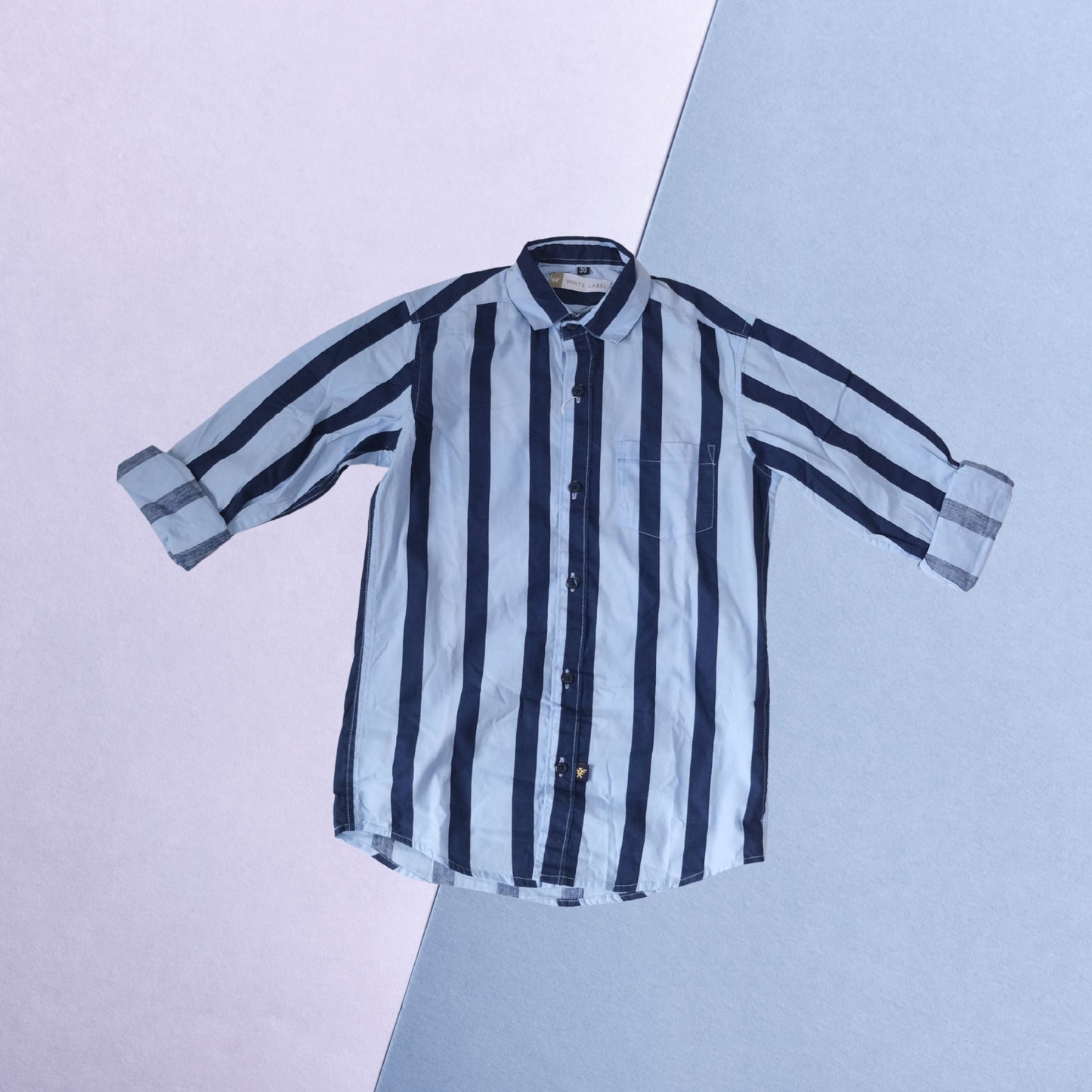 Stylish Boys' Blue Vertical Stripe Casual Shirt – Comfortable & Trendy
