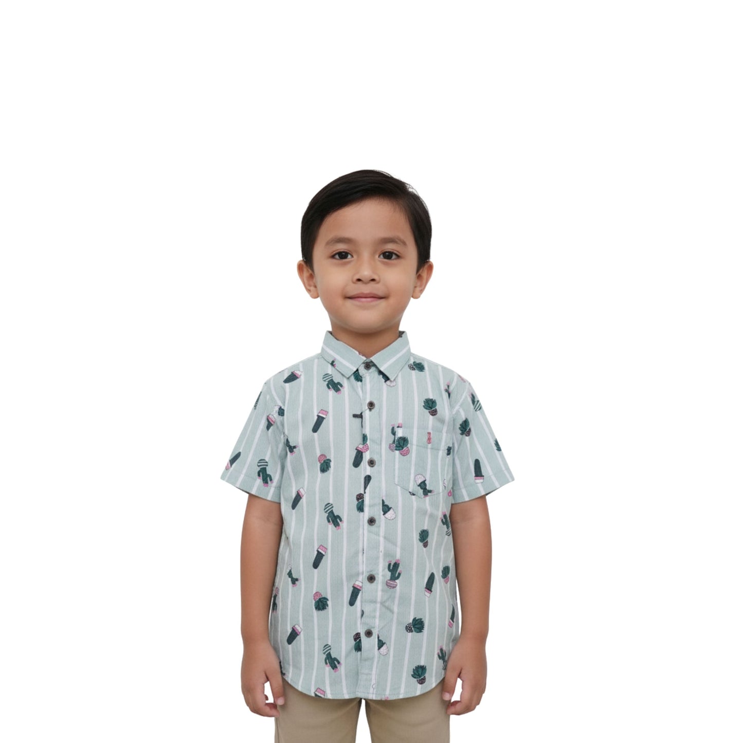 Boys' Green Striped Printed Shirt – Fun & Fresh Look